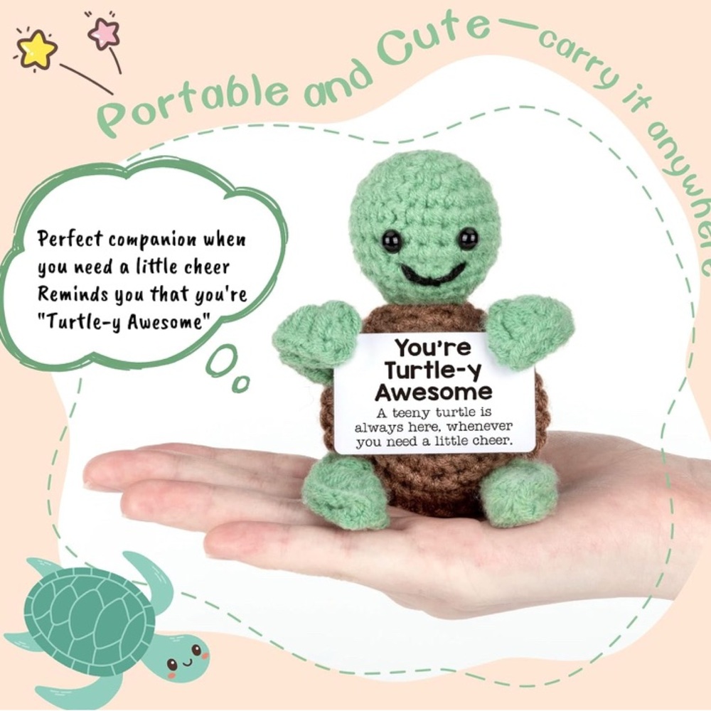 Crochet Handmade Turtle with Positive Message - Picture 2 of 2